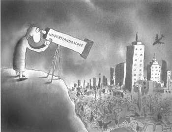 Michael Leunig cartoon of the Understandascope