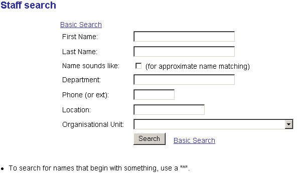 Advanced Staff Search
