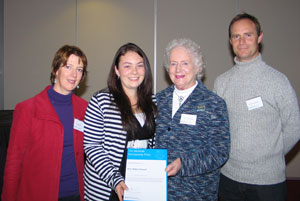 Mrs Mary Castellani, Tim McArdle Memorial Scholarship 2007 winner Amy Walker-Hassett, Mrs Patricia Wilson and Mr Patrick McArdle