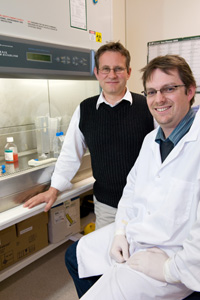 Lab head, Associate Professor Tony Tiganis (left) with lead author, Dr Ben Shields (right)