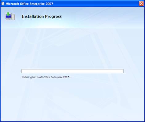 Installation progress window